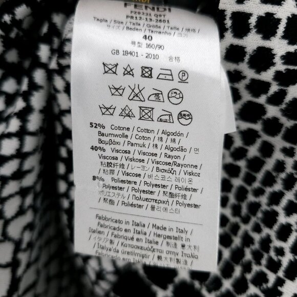 FENDI Dress Crocodile Animal Pattern Two-Tone Black Cream Stretch Size 40 - US 4 - Picture 6 of 7